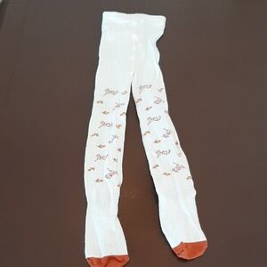 Wonder Nation White Tights with Tan Accents
